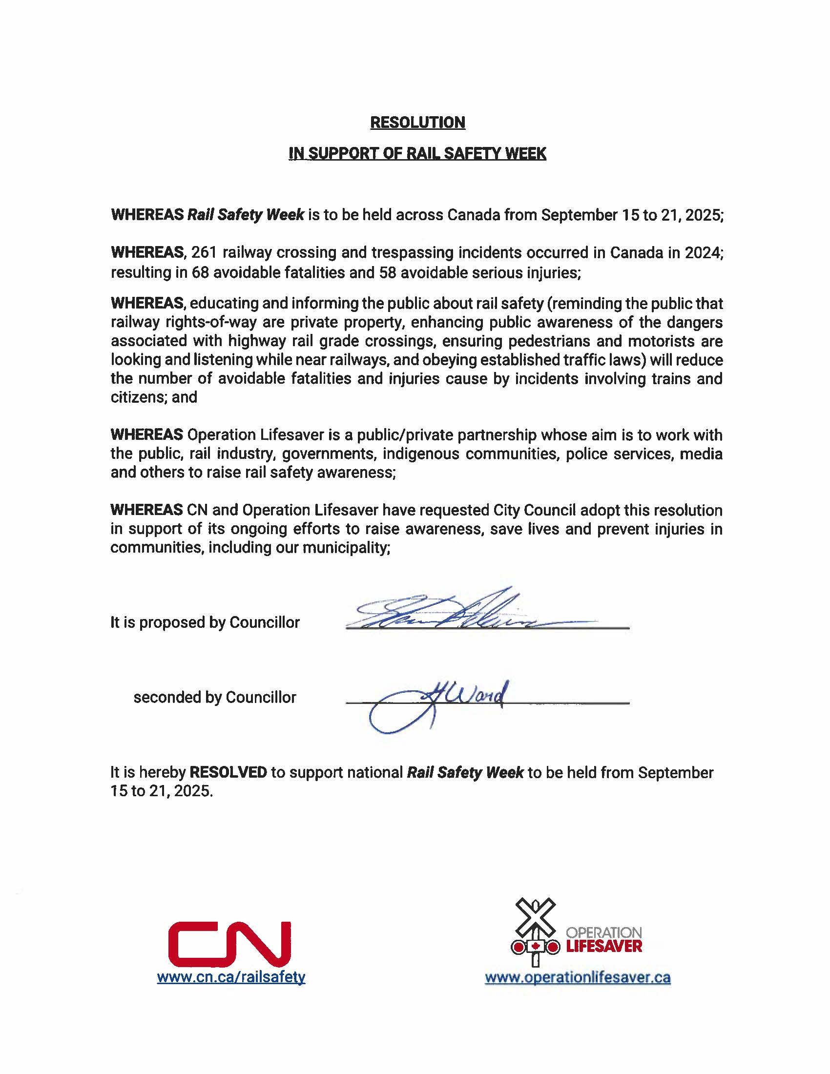 In Support of Rail Safety Week In Support of Rail Safety Week